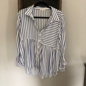 Womens button down high low top